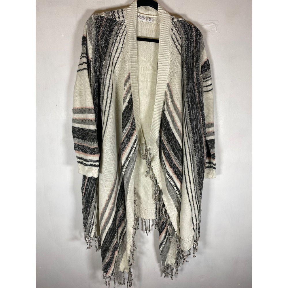 Cato Plus 18/20W Fringe Open Cardigan Boho Southwestern Duster Kimono Country